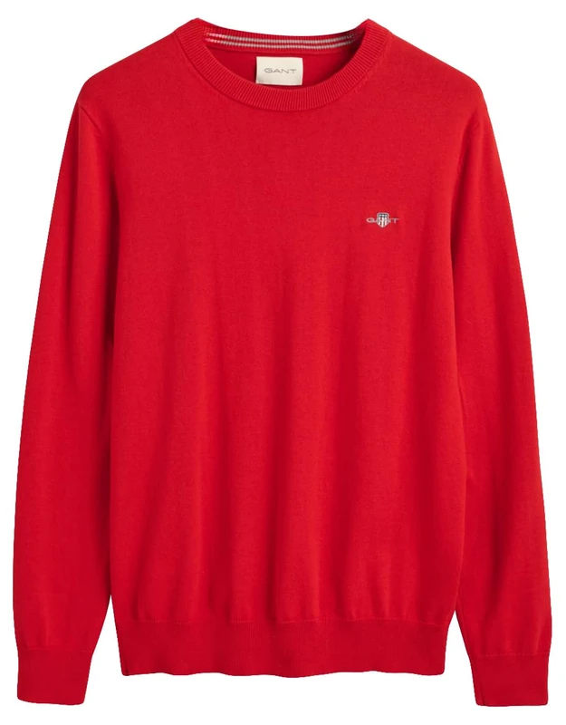 GANT Men's Classic Cotton C-Neck Pullover, Ruby red, XL