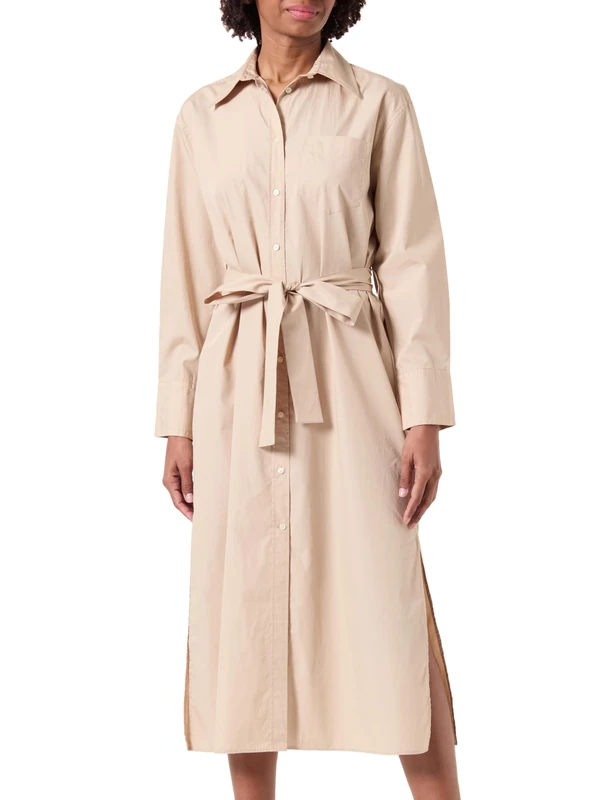 GANT Women's Rel Poplin Shirt Dress, Dry Sand, 10