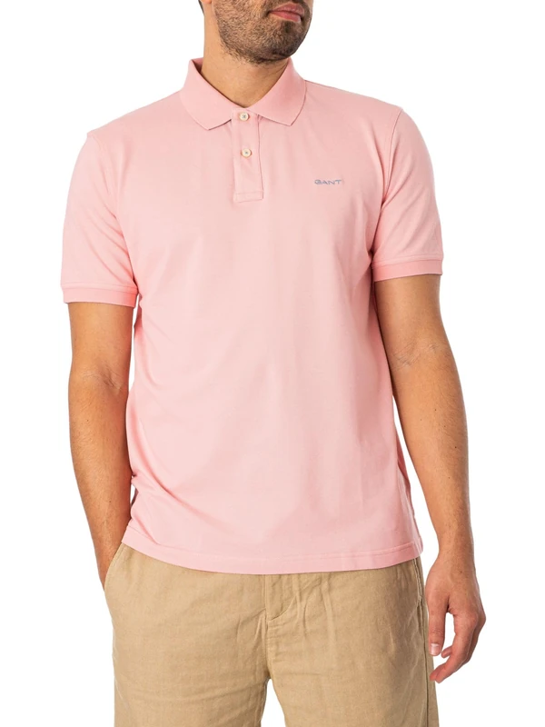 GANT REG Contrast Pique SS Rugger, Bubbelgum Pink, M