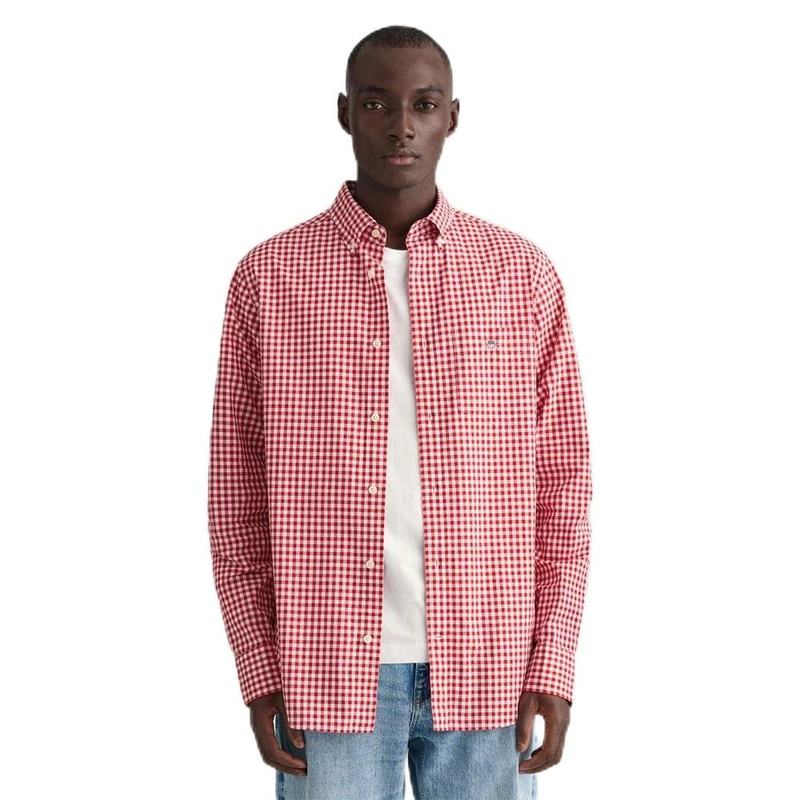 GANT Men's REG POPLIN Gingham Shirt REG POPLIN Gingham Shirt, Ruby RED,