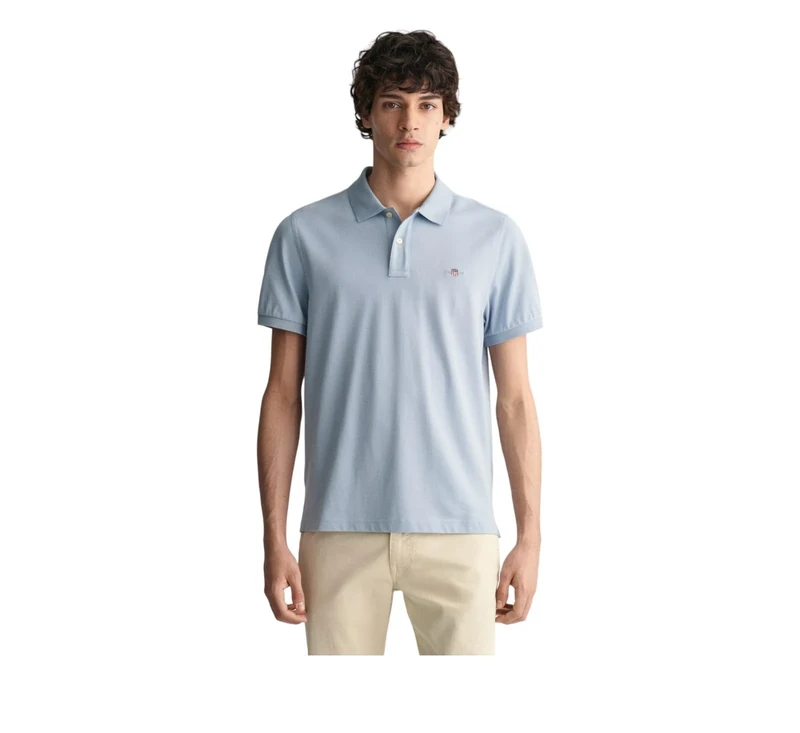 GANT Mens Piqué Polo Shirt Dove Blue XXL