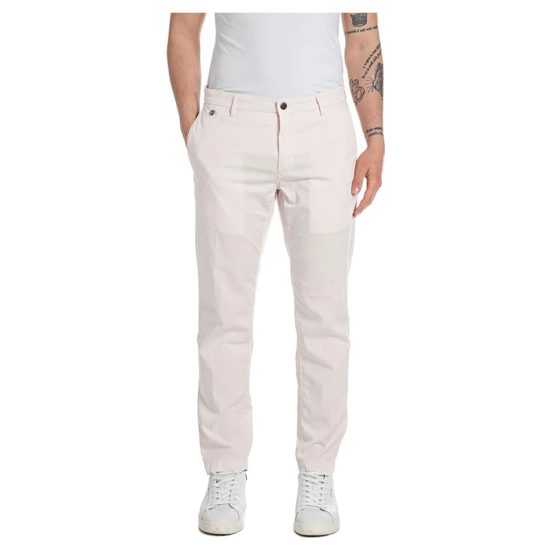 Replay men's chinos X-Lite Plus with stretch, pink (Light Pink 709), 31W / 32L