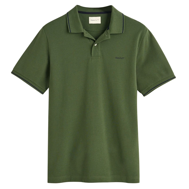 GANT Men's Tipping SS Pique Rugger, Pine Green, 4XL