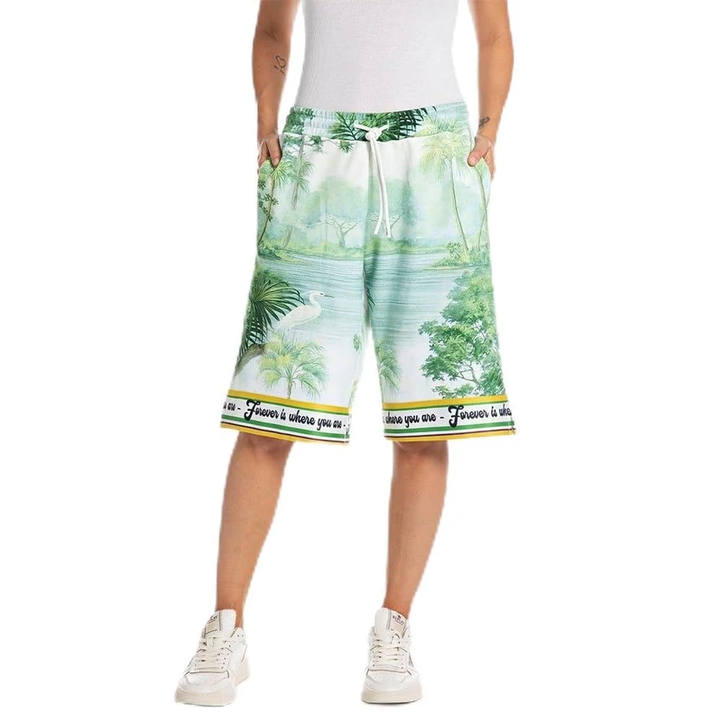 Replay Women's Cotton Shorts, Green (Green 010), L