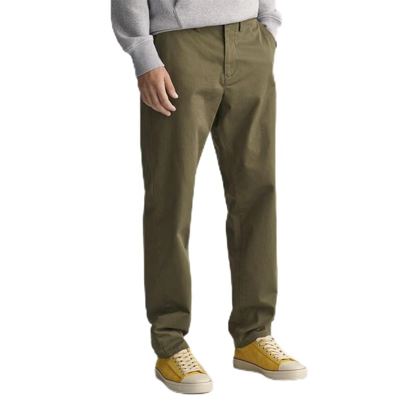 GANT Men's Regular Twill Chinos Dress Pants, Juniper Green,