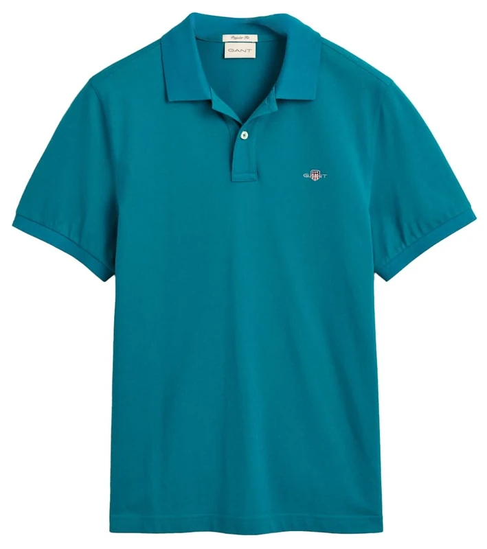 GANT Men's Reg Shield SS Pique Polo Shirt, Ocean Turquosie, XL