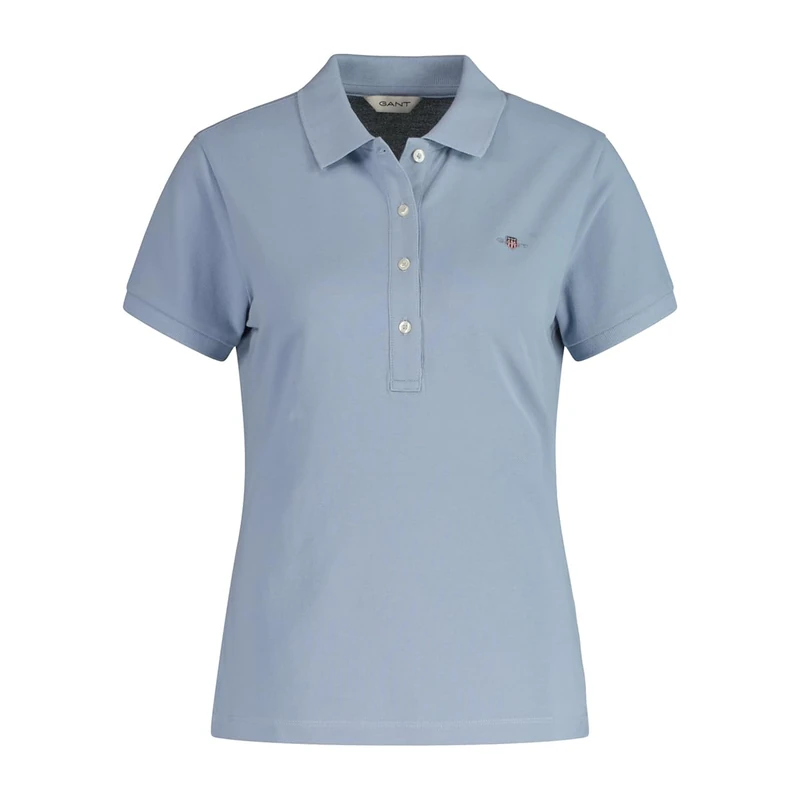 GANT Slim Sheild Cap Sleeve Pique Polo, Dove Blue, XL