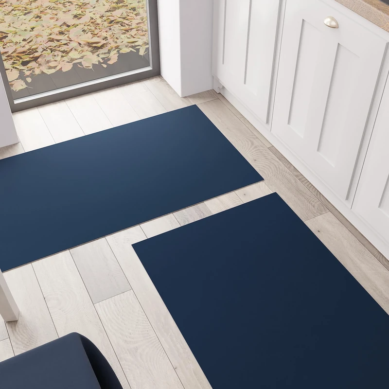 PETTI Artigiani Italiani - Kitchen Rug, Runner, Kitchen Rug, Washable, Non-Slip, Rug Runner, Kitchen Rug, Solid Colour, 52 x 380 cm, Blue, 100% Made in Italy