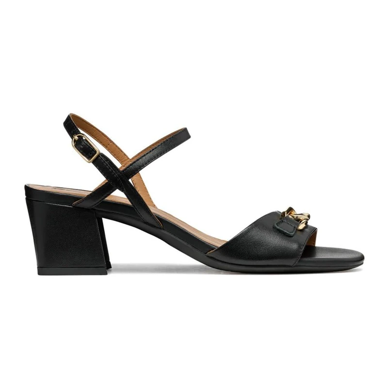 Geox Women's D New ERAKLIA 50 Heeled Sandal, Black, 35 EU, black, 2.5 UK