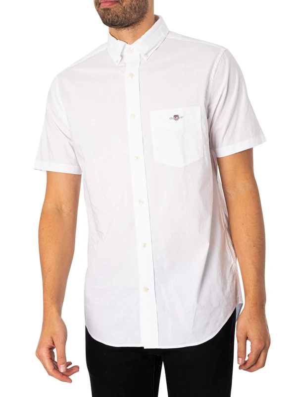 GANT Men's REG POPLIN SS Shirt REG POPLIN SS Shirt, White, - Image 1