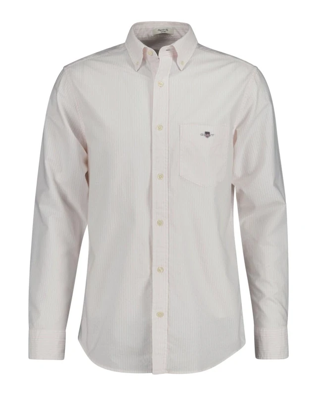 GANT Mens Fit Banker Stripe Classic Oxford Shirt Long Sleeve Pale Pink XXL