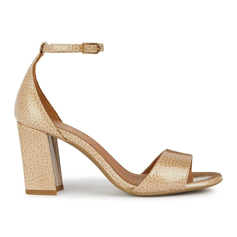 Geox Women's D New ERAKLIA 80 Heeled Sandal, DK Skin, 39 EU, Dk Skin, 6 UK