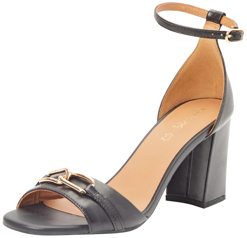 Geox Women's D New ERAKLIA 80 Heeled Sandal, Black, 40 EU, black, 7 UK