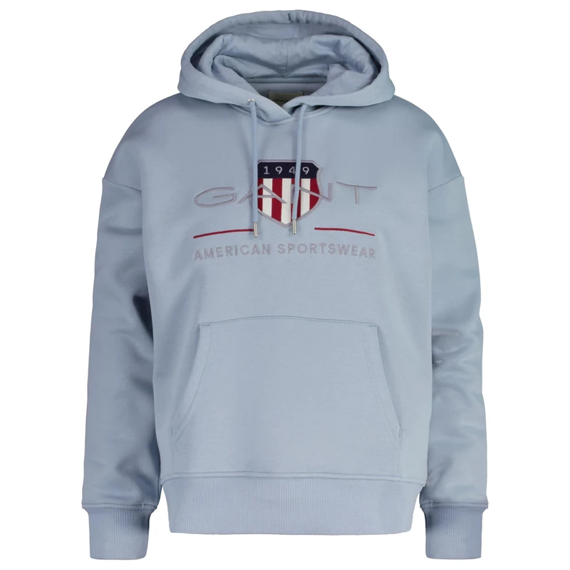 GANT Women's Rel Archive Shield Hoodie Hooded Sweatshirt , Dove Blue,S