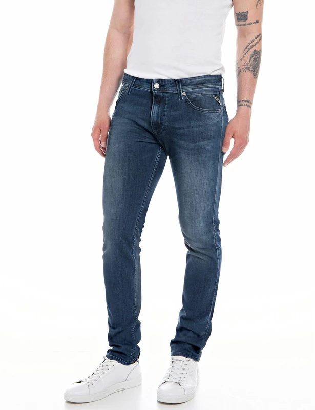Replay men's jeans with power stretch, blue (Medium Blue 009), 27W / 30L - Image 1