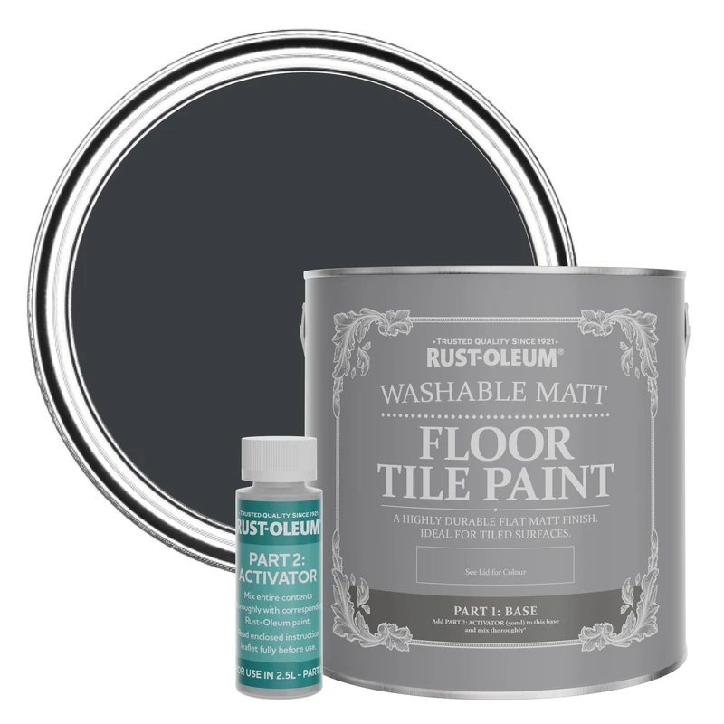 Rust-Oleum Grey Washable Matt Floor Tile Paint - Anthracite (RAL 7016) 2.5L