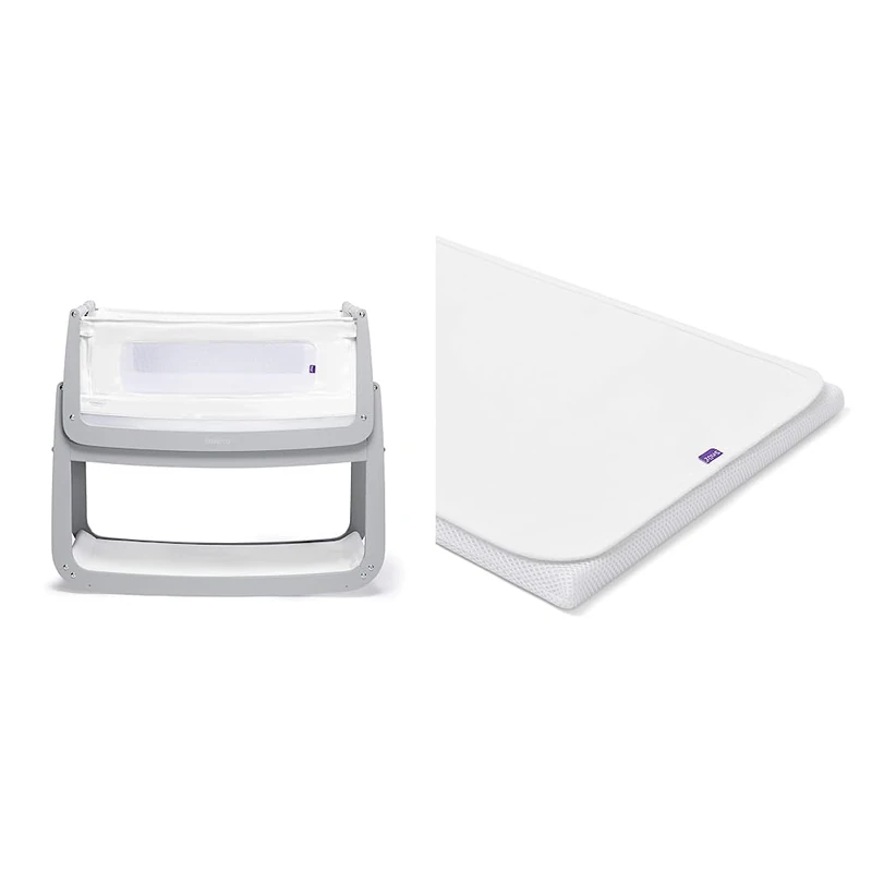 Snüz SnuzPod 4 Bedside Crib Dove & Pod 4 Waterproof Mattress Protector – 40 x 75.5cm – 100% Waterproof with Moisture-Wicking Cotton Surface