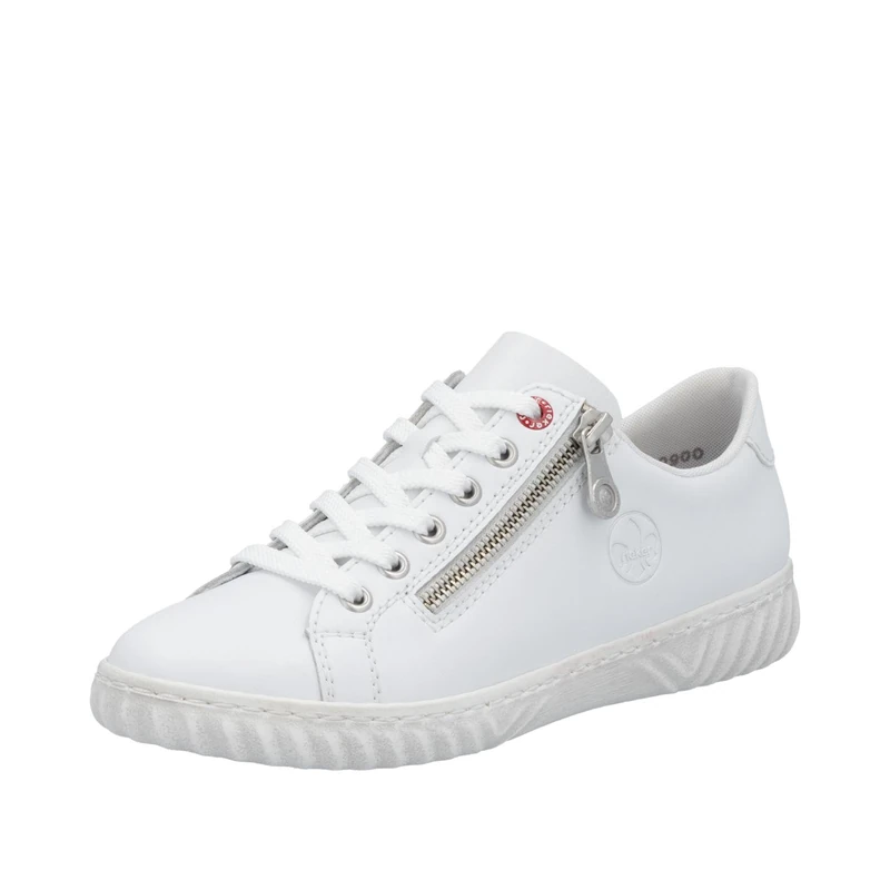 Rieker Ladies Zip Detailed Antistress Featured Trainer N0900-81 - White Leather - UK Size 6 - EU Size 39 - US Size 8