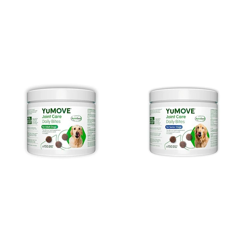 YuMOVE Daily Bites For Adult Dogs | Hip and Joint Supplement for Stiff Dogs Aged 6 To 8 Years & YuMOVE Daily Bites For Senior Dogs | High Strength Hip and Joint Supplement Designed for Older