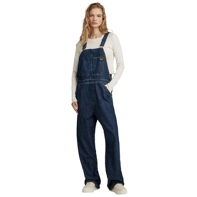 G-STAR RAW Women's Workwear Bib Overall Wmn Polo Sweater, Worn in Blue Pool, M