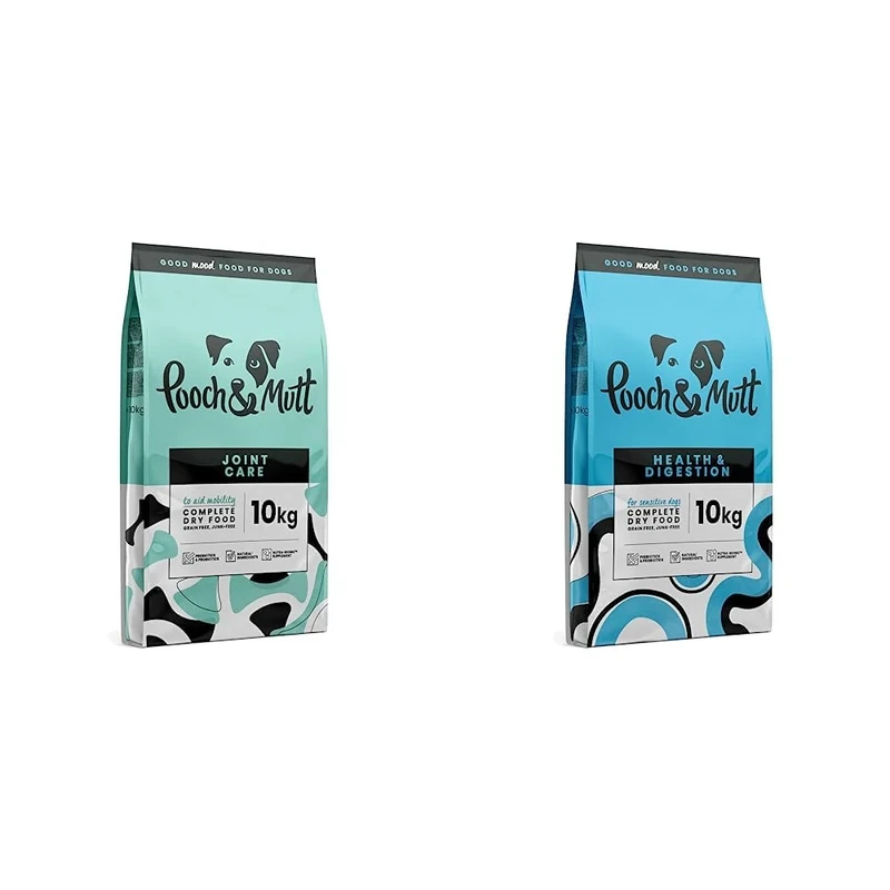 Pooch & Mutt - Joint Care, Complete Dry Dog Food (Grain Free), Salmon and Sweet Potato, 10kg & Health & Digestion, Complete Dry Dog Food (Grain Free), Salmon and Sweet Potato, 10kg