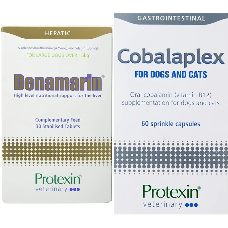 Protexin Denamarin for Large Dogs Tablets 425 mg, Pack of 30 Tablets & Cobalaplex Chicken Flavoured Capsules, 60-Count