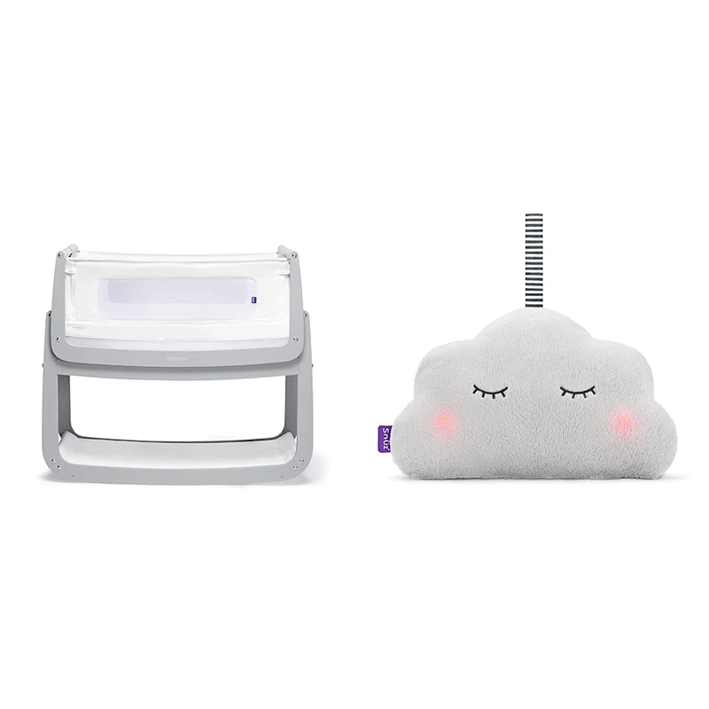 Snüz SnuzPod 4 Bedside Crib Dove & loud Baby Sleep Aid with 4 Soothing Sounds and 2 Gentle Light Options – Soft Plush Feel – Portable & Stylish