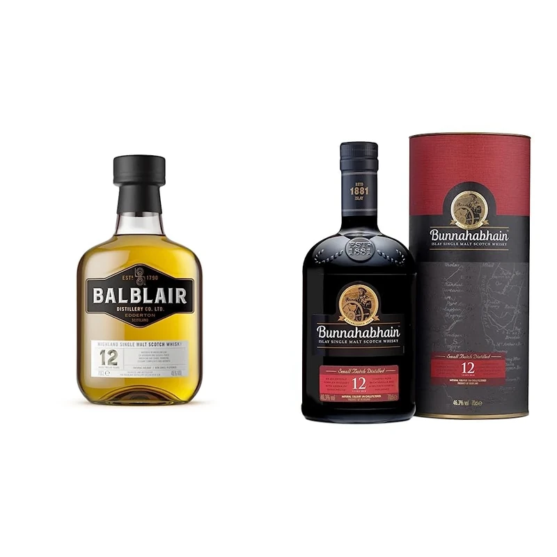 Balblair 12 Year Old Single Malt Scotch Whisky, 70cl & Bunnahabhain 12 Year Old Islay Single Malt Scotch Whisky, 70 cl | Sherry Finish