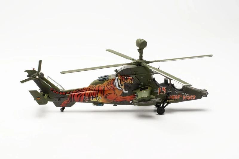 herpa 580793 Airplane Army Aviation Corps Airbus EC665, Franco-German Tiger Training Center, Le Luc, France 15 Years on a Scale of 1:72, Metal Miniature Without pedastal, Model Building