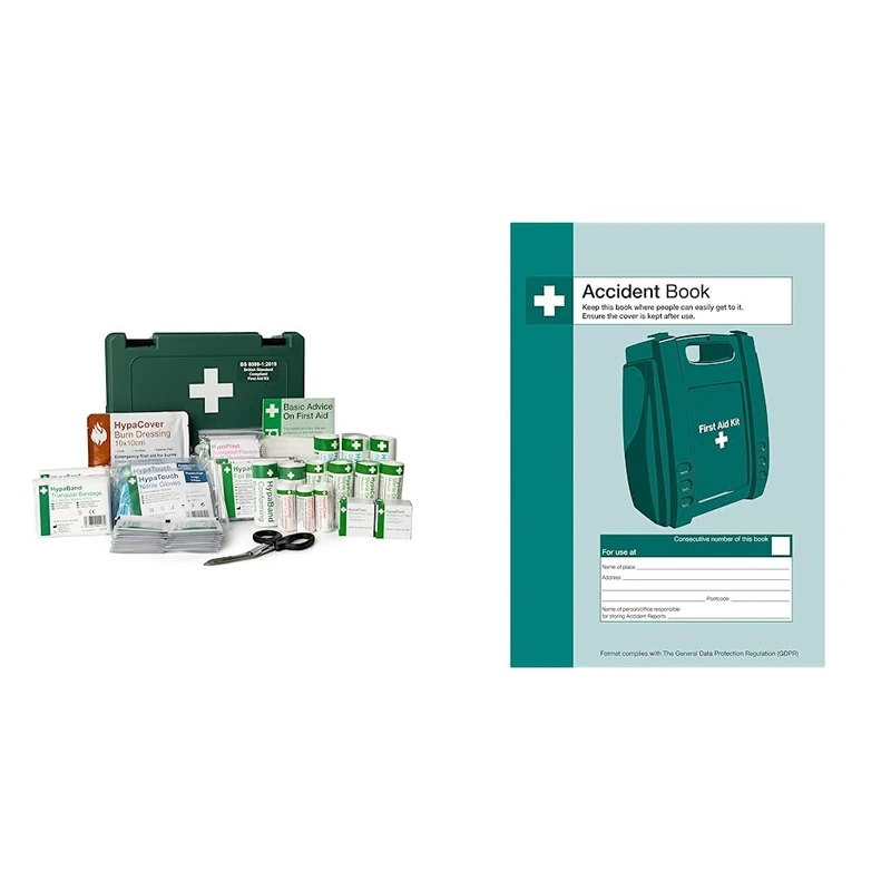 Safety First Aid Group Economy First Aid Kit BS 8599 Compliant, Medium Fully Stocked & Accident Book A4 - Image 1