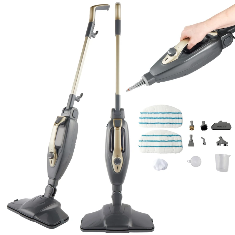Beldray Titanium 14 in 1 Steam Cleaner – Multipurpose Steam Mop, 350ml, Flexi Hinge, Chemical-Free Steamer, Window Cleaner, Extra Nozzles & Mop Pads Included, Disinfect/Sanitise, 1300W, 15 mins Steam