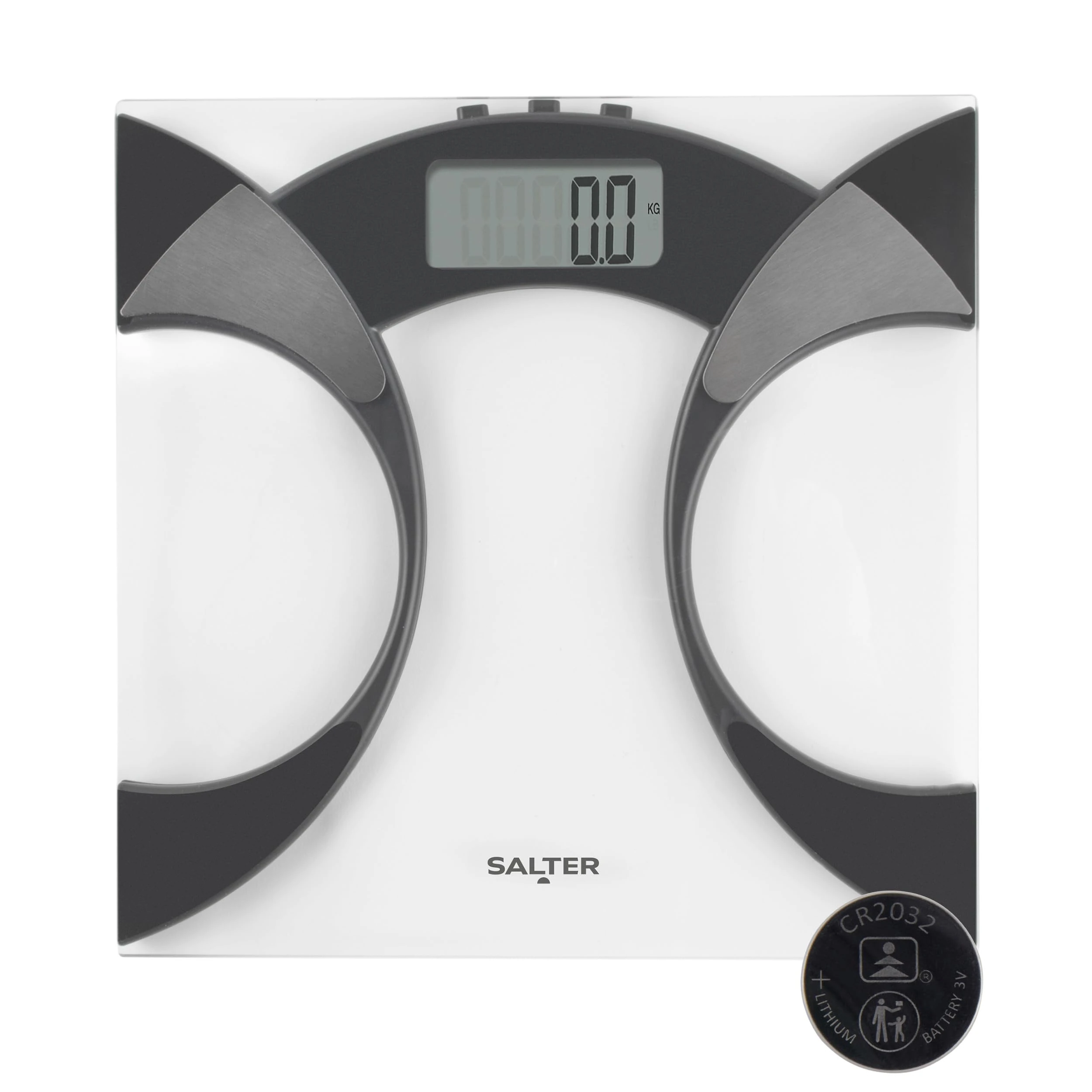 Salter Glass Analyser Bathroom Scale – Digital Bodyweight & Body Fat Scale, 160kg/25st, Athlete Mode, 4 User Memory, LCD Easy To Read Display, Step On Instant Readings, Includes Carpet Feet & Battery