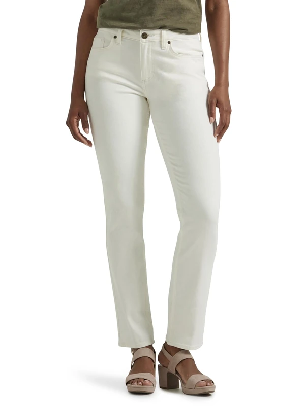 Lee Women's Legendary Mid Rise Straight Leg Jean, Ecru, 12 US