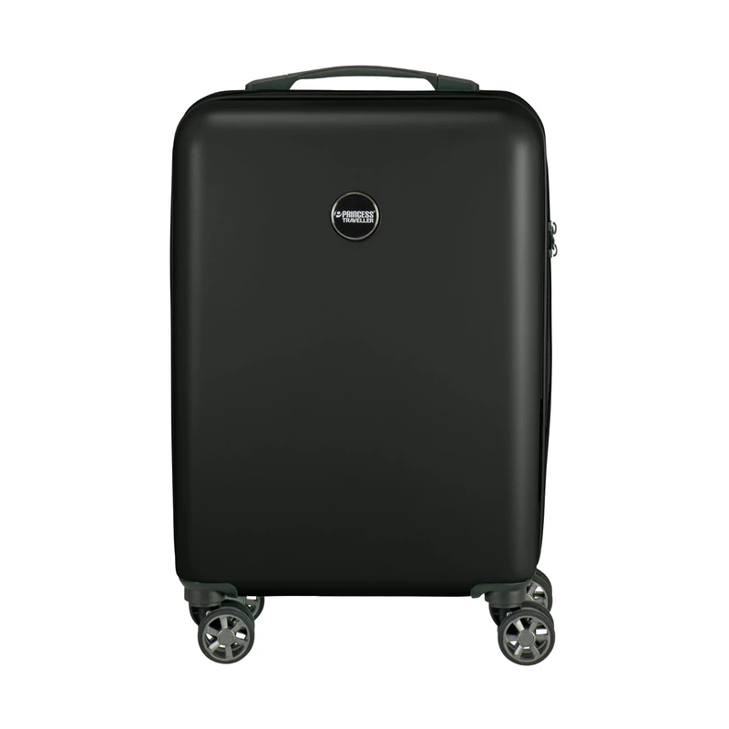 Princess Traveller PT01 Deluxe - Made from Recycled Materials - 7 Colours and 3 Sizes - 4 Double Swivel Wheels - Recessed TSA Lock, Pitch Black, Mittel Reisekoffer, Hard Shell Trolley with Swivel