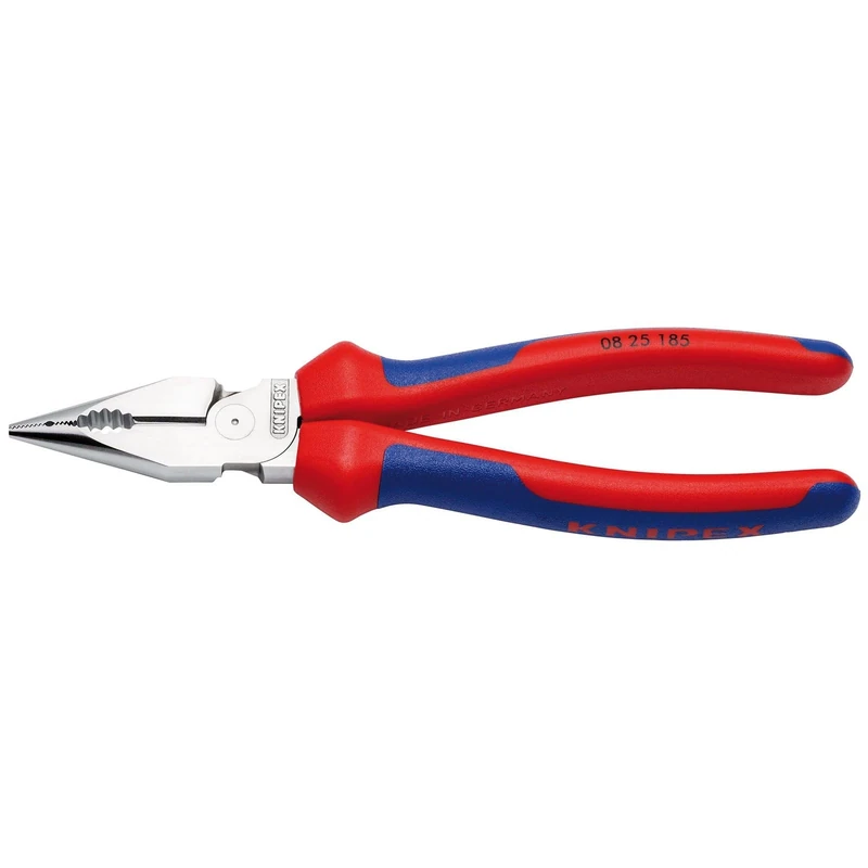 KNIPEX 08 25 185 SB Needle-Nose Combination Pliers with multi-component grips chrome-plated, 185mm
