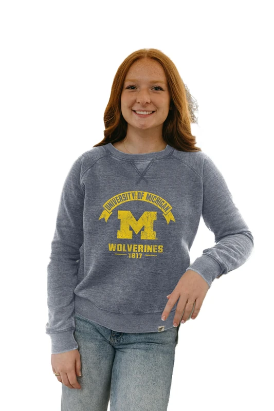 Blue 84 Women's NCAA Officially Licensed Crewneck Sweatshirt Jumper Burnout Vintage Scholar