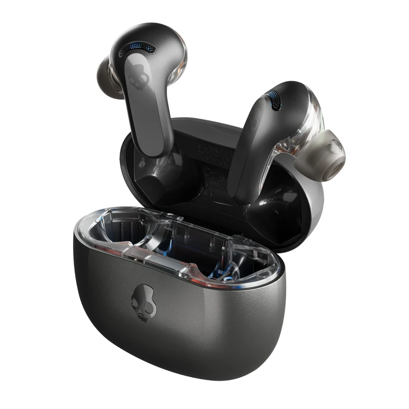 Skullcandy Rail ANC Wireless Earbuds, Bluetooth Headphones, Active Noise Cancelling, Up to 38 Hours Battery, Microphone for iPhone Android, Customizable via Skull-iQ App - True Black