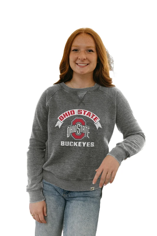 Blue 84 Women's NCAA Officially Licensed Crewneck Sweatshirt Burnout Vintage Scholar