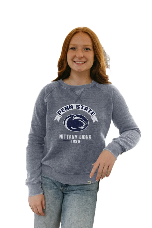 Blue 84 Women's NCAA Officially Licensed Crewneck Sweatshirt Burnout Vintage Scholar
