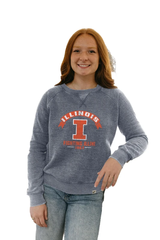 Blue 84 Women's NCAA Officially Licensed Crewneck Sweatshirt Jumper Burnout Vintage Scholar