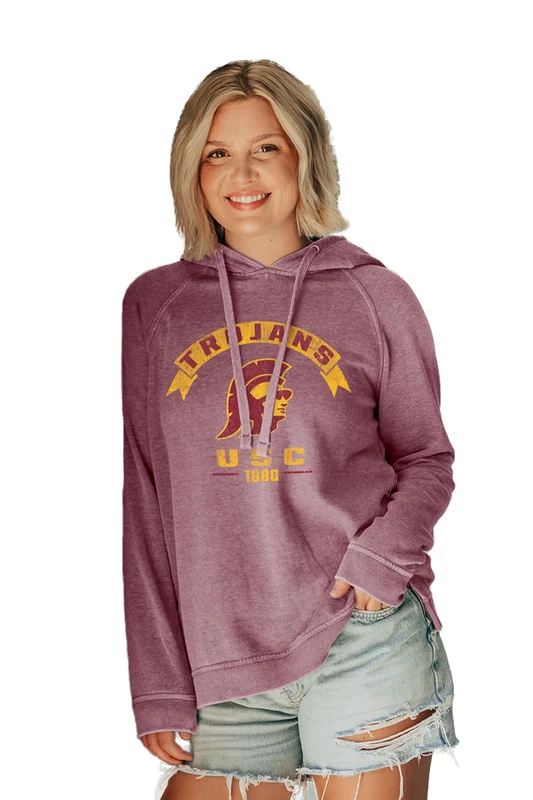 Blue 84 Women's NCAA Officially Licensed Hooded Sweatshirt Burnout Vintage Scholar