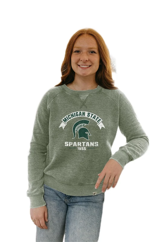 Blue 84 Women's NCAA Officially Licensed Crewneck Sweatshirt Burnout Vintage Scholar