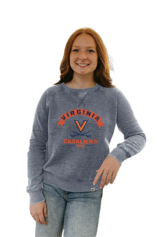 Blue 84 Women's NCAA Officially Licensed Crewneck Sweatshirt Burnout Vintage Scholar