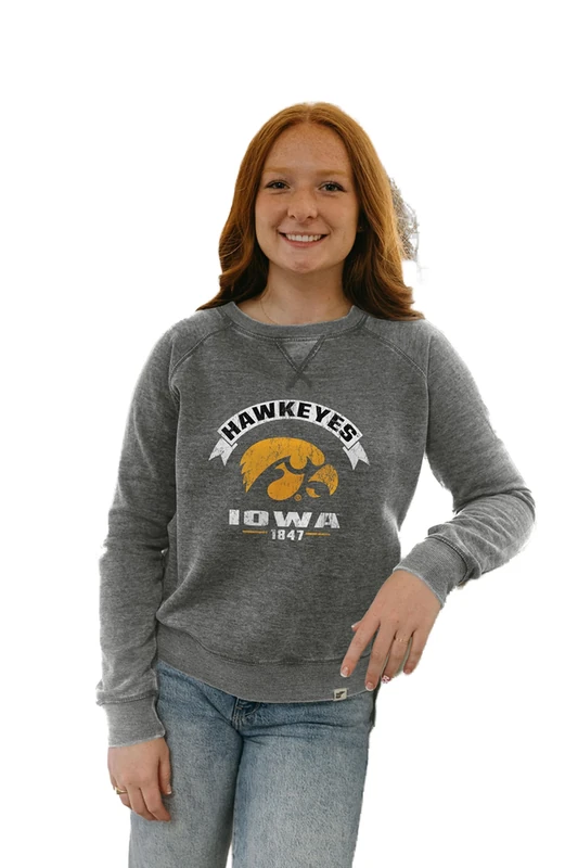 Blue 84 Women's NCAA Officially Licensed Crewneck Sweatshirt Burnout Vintage Scholar