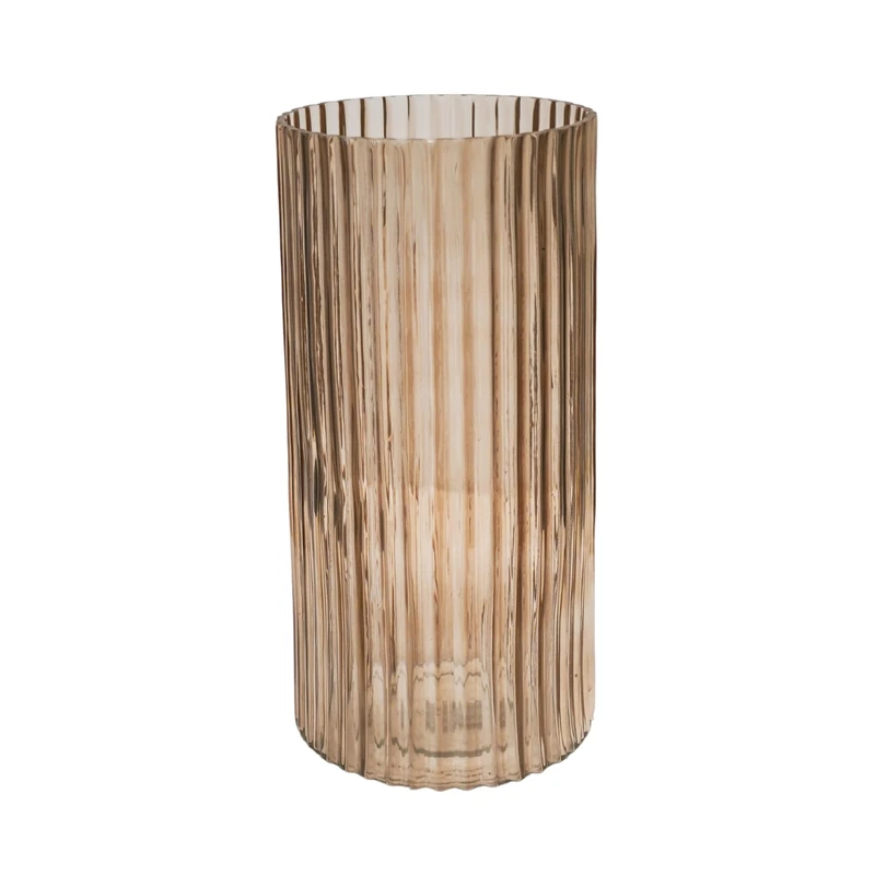 Ivyline Daphne Ribbed Vase in Apricot - Waterproof and Sustainable - Premium Quality - Slimline Vase for Cut Flowers - H23cm x D15cm