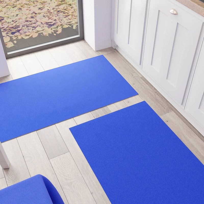 PETTI Artigiani Italiani - Kitchen Rug, Runner, Kitchen Rug, Washable, Non-Slip, Rug Runner, Kitchen Rug, Solid Colour, 52 x 440 cm, Electric Blue, 100% Made in Italy