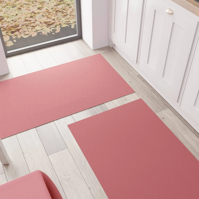 PETTI Artigiani Italiani - Kitchen Rug, Runner, Kitchen Rug, Washable, Non-Slip, Rug Runner, Kitchen Rug, Solid Colour, 52 x 340 cm, Coral, 100% Made in Italy