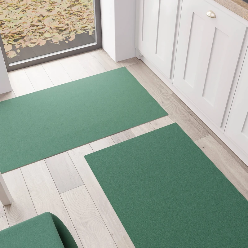 PETTI Artigiani Italiani - Kitchen Rug, Runner, Kitchen Rug, Washable, Non-Slip, Rug Runner, Kitchen Rug, Plain Colour, 52 x 380 cm, Green, 100% Made in Italy