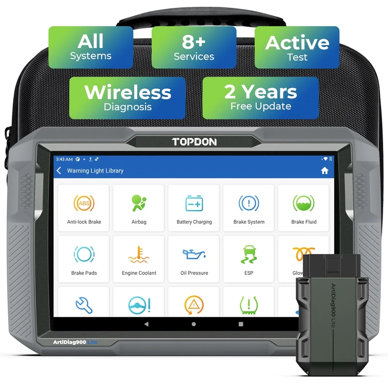TOPDON Car Diagnostic Tool ArtiDiag900 Lite with BiDirectional Scan, FCA Gateway and CAN-FD, Full Systems Diagnosis with 8+ Reset Services, Wireless Bluetooth OBD2 scanner, AutoVIN, 2-Year Free Update