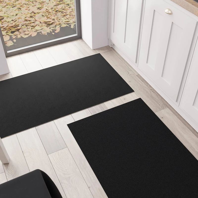 PETTI Artigiani Italiani - Kitchen Rug, Runner, Kitchen Rug, Washable, Non-Slip, Rug Runner, Kitchen Rug, Solid Colour, 52 x 440 cm, Black, 100% Made in Italy